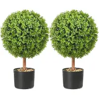 Vevor 2x Buxusbol Kunst 559mm Tuindecoratie Buxus in Bloempot Kunstbuxusbol Kunstplant gemaakt van PE