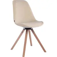 CLP Essstoel Troyes, fluweel, rond, draaibaar, met ronde houten poten, crème kleurig frame, natuurlijke kleur