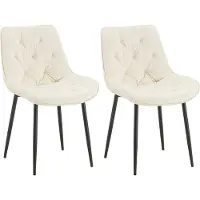 CLP Wallace Set van 2 eetkamerstoelen - Zonder armleuning - Metalen frame - Vloerbeschermers - Velvet - Fluweel/creme