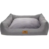 Ferocity - Hondenbed L 85x70 cm Gemakkelijk schoon te maken - Omkeerbaar kussen - Cordura en fluweel - Grijs