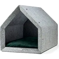 Rexproduct Hondenhuis – Hondenhuisjes voor binnen - Hondenkussen inbegrepen – Hondenhuizen voor in huis – Hondenhok - Hondenmand gemaakt van Gerecycled PETflessen - PETHome 2.0 - Grijs Donkergroen
