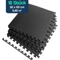 Hulser Fitnesspuzzelmat - 60 x 60 x 1,2 cm - 18 stuks - 6,48 m² - Beschermmatten voor de vloer - Fitnessmat, onderlegmatten, beschermmatten