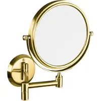 Sapho Wandgemonteerde scheerspiegel, Ø14cm, dubbelzijdig, goud