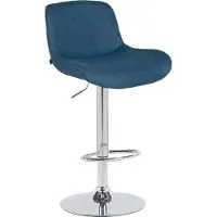 CLP Solon Barkruk - met rugleuning - in hoogte verstelbare - draaibaar - chroom frame - chroom/blauw