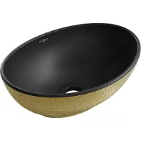 Mexen Elza opbouw wastafel 40 x 33 cm, zwart mat/goud visgraatmotief - 21014028