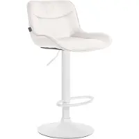CLP Vonore Barkruk - Met rugleuning - Met voetensteun - Verstelbaar - Metalen frame - Velvet - Fluweel - wit/creme