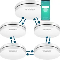 Aroha Smart Connect & Link Rookmelder - 10 jaar batterij - Slimme & koppelbare brandmelder met app Tuya & Smartlife - Multipack 5 set