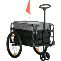 Fortuna Lai 2-in-1 fietsaanhanger: multifunctionele aanhanger voor transport, geschikt voor fietsen met 20-inch luchtbanden, draagvermogen 40 kg, afmetingen 130 x 64 x 64/103 cm