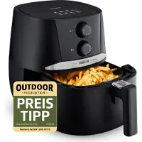 Medion E20 L Airfryer (heteluchtfriteuse, 3,2 liter frituurmand, ca. 1400 watt, eenvoudige bediening, olievrij frituren, 30 min timer, oververhittingsbescherming, MD10711) zwart