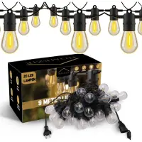 Homezie Lichtsnoer | 9 meter met 20 Kunststof S14 LED lampen | IP65 Waterdicht | Warm wit | Koppelbaar & Dimbaar | Tuinverlichting