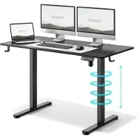Sense7 NOJO - Zit Sta Bureau - Elektrisch Verstelbaar - 120 x 60 cm - Computerbureau - Gamingbureau - Elektrische Hoogteverstelling - Geheugenfunctie - Hoofdtelefoonhouder - Kabelopbergsysteem - Zwart