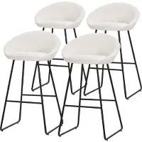 ML-Design Barkruk set van 4 Beige 56x94x50 cm met rugleuning en voetensteun tot 120 kg