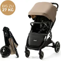 Kinderkraft Opvouwbare kinderwagen tot 27 kg, Kindercraft MITZY, Eenvoudig vouwen met één hand, Grote verende wielen zonder oppompen, Beige