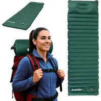 Outtec Luchtmatras met Kussen - Luchtbed - Slaapmat - 200x66 cm - Ultralicht - Geïntegreerde Pomp - Opblaasbaar Matras - Camping, Outdoor