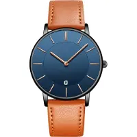 TYME Oslo Heren Horloge 39.5mm - Blauw Bruin - Horloges voor Mannen -