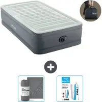 Intex Luchtbed - 1-Persoons - 99 x 191 x 46 cm - Grijs - Inclusief pomp - Hoeslaken en Reparatieset