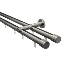 Gardinia GST-Set, model Isa 2-L, met interne geleiding II, diameter 20 mm, roestvrijstalen look, model 160