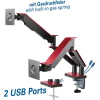 My Wall bureaubeugel voor 2 monitoren tot 35 inch / interactief / 2 USB poorten / zwart/rood