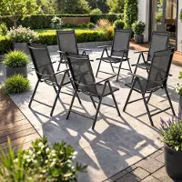 Mojawo 6 stuks inklapbare tuinstoelen, aluminium - textiel, antraciet / antraciet