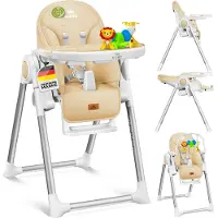 Kidiz 3in1 kinderstoel incl. speelbar, Eetstoel, Babystoel, combinatie kinderstoel, 7 in hoogte verstelbare rugleuning, meegroei van 0 maanden tot 6 jaar - Beige
