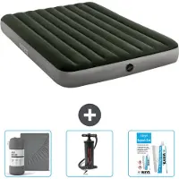 Intex Luchtbed - 2-Persoons - 152 x 203 x 25 cm - Groen - Inclusief Hoeslaken - Pomp en Reparatieset