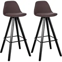 CLP Corbin 2er Set barkrukken - Met rugleuning - Hout Vierkant frame - Stof - zwart/bruin