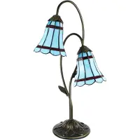 Clayre & Eef Tiffany tafellamp, 61 cm, blauw, bruin, polyresin