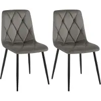 CLP Clairton Set van 2 Eetkamerstoelen - klassiek - met zwart metalen frame - Belastbaar tot 150 kg - fluweel - Velvet - Fluweel/antraciet