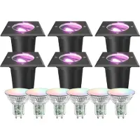 LEDVION Set van 6 LED Grondspot Buiten IP67 4.9W 230V 345Lm GU10 RGB