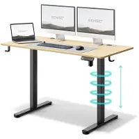 Sense7 Verstelbaar bureau Nojo, 120x60 cm, beukenfineer, elektrisch, gaming bureau, computerbureau, sta bureau, PC bureau, met geheugenfunctie en kabelmanagement