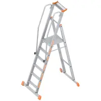 Layher , tweedehands, model 1074, platformladder met 6 treden en dwarsbalk [Speciale prijs]
