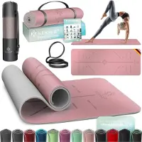 Kesser Yoga Mat Extra Dik 183x61cm - Turnmat TPE Fitnessmat Gewatteerd & Antislip Yogamat Trainingsmat voor Fitness Pilates & Gymnastiek - Roze