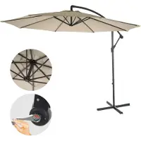 Mendler Acerra zweefparasol, parasol, Ø 3m kantelbaar, polyester/staal 11kg ~ crème zonder voet
