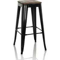Hjh OFFICE Barkruk VANTAGGIO HIGH WS metallic zwart / echt hout zitting draaibaar donker