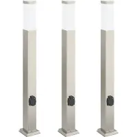 vidaXL Bolderverlichting met stopcontact 3 stuks 80 cm RVS IP44