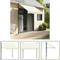 The Living Store Luifel - Zonwering - Luifel uittrekbaar 200x150 cm stof en staal crèmekleurig - Buitenuitrusting - Terrasdecoratie - Tuinmeubilair