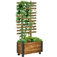 Outsunny verhoogde plantenbak - dennenhout - verkoold
