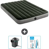 Intex Luchtbed - Twijfelaar - 137 x 191 x 25 cm - Groen - Pomp en Reparatieset
