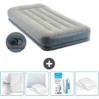 Intex Luchtbed - 1-Persoons - 99 x 191x 30 cm - Grijs - Inclusief pomp - Hoeslaken - Kussen - Reparatieset en Kussenbeschermer