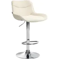 CLP Vonore Barkruk - Met rugleuning - Met voetensteun - Verstelbaar - Metalen frame - Stof - chroom/creme