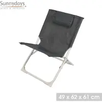Sunnydays Havana camping/strand stoel - aluminium - inklapbaar - grijs - L49 x B62 x H61 cm - Campingstoelen
