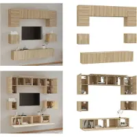 vidaXL 8-delige Tv-meubelset bewerkt hout sonoma eikenkleurig - Tv-kast - Tv-kasten - Tv-meubel - Hifi-meubel