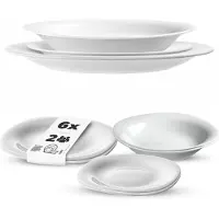 Kadax servies voor 2 personen, 6-delig, servies met soepbord, dessertbord en dinerbord, eetgerei, servies, bordservies (wit XL)