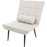 ML-Design Fauteuil Mid Eeuw Modern Crème Gestoffeerde fauteuil met lendenkussen Relax fauteuil
