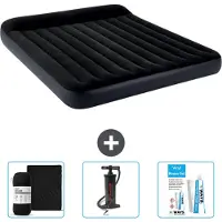 Intex Luchtbed - 2-Persoons - 183 x 203 x 25 cm - Donkerblauw - Inclusief Hoeslaken - Pomp en Reparatieset