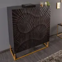 Riess Massief dressoir SCORPION 120cm zwart mangohout met gedetailleerde 3D-gravures - 39910