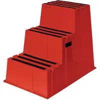 Twinco Zwaar belastbaar traptrede, inclusief platform, 3 stappen. Platformhoogte: 730 mm. Kunststof, rood