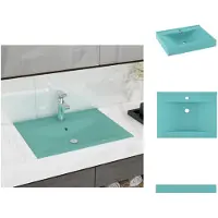 vidaXL Luxe Wasbak - Luxe Wasbakken - Keramische Wastafel - Keramische Wastafels - Wastafel met kraangat 60x46 cm keramiek mat lichtgroen