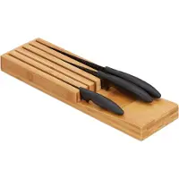 Relaxdays messenhouder, bamboe, opbergplaats voor 5 messen, messenhouder voor in de lade, 3,5 x 11 x 39 cm, naturel