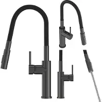 Granitan Keukenkraan Lonar - met Flexibele Uitloop - Gun Grey